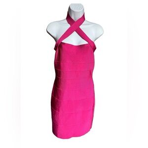 NWT Herve Leger X Forever 21 Pink Bandage Halter Dress